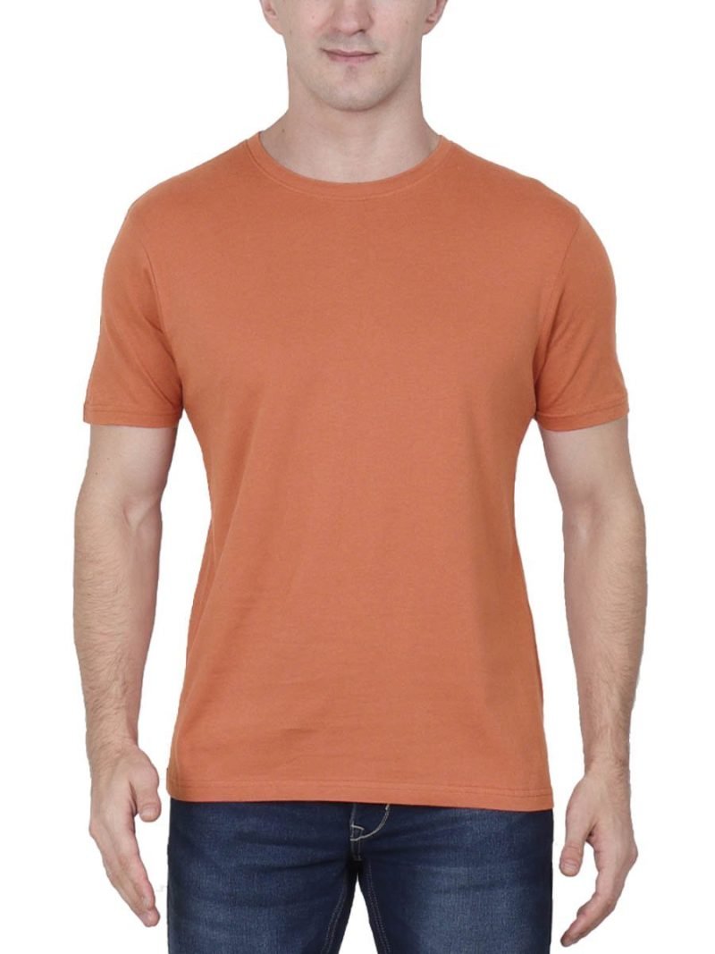 Men's Saffron Half Sleeve Round Neck Plain T-Shirt