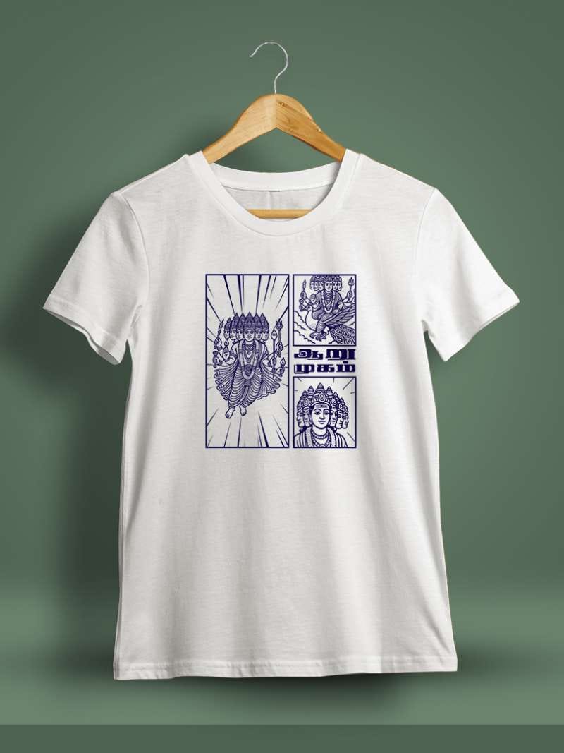 Aarumugam God Murugan T-Shirt For Men - Half Sleeve